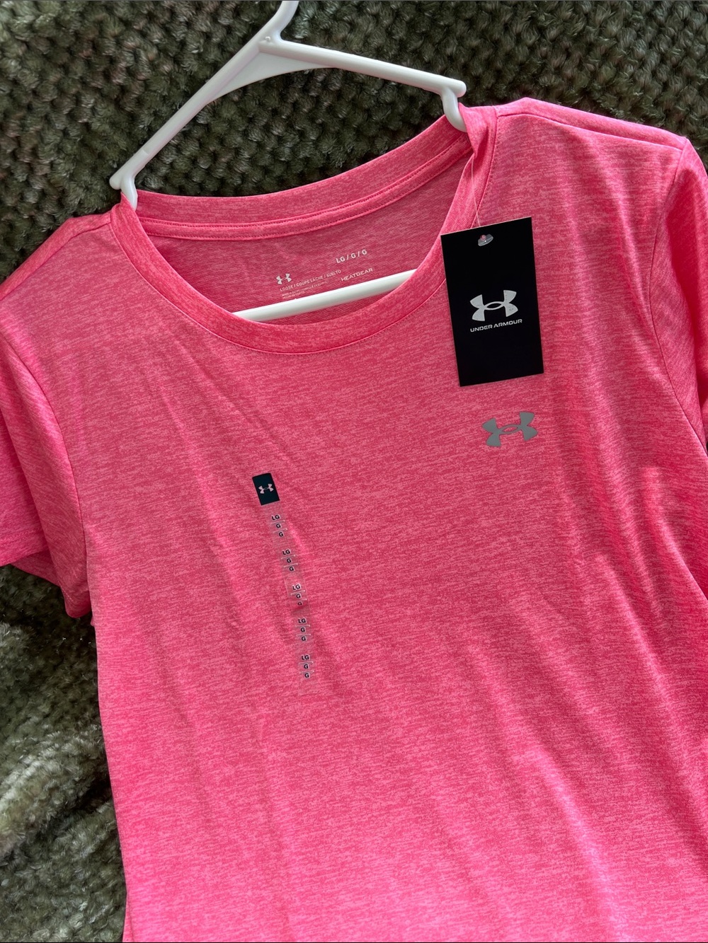 Large Under Armour Heather Pink Short Sleeve Women's Performance Tee - Picture 2 of 5